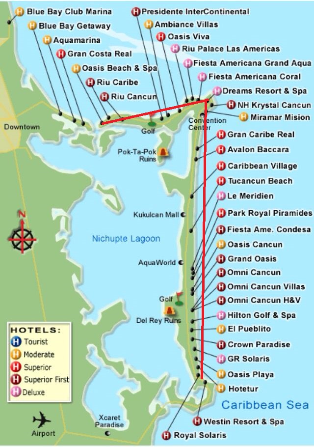 Cancun Hotel Zone map