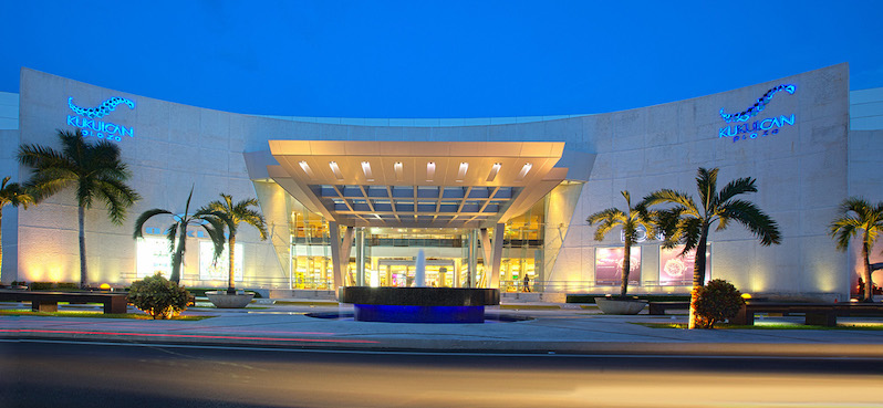 Facade of Kukulcan Plaza mall in Cancun