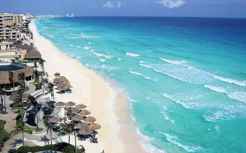 View of Chac Mool Beach in Cancun