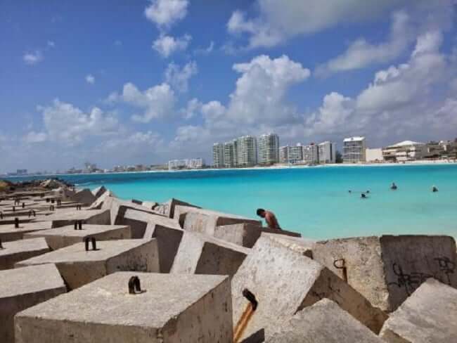 Tourism on the Chac Mool Beach in Cancun