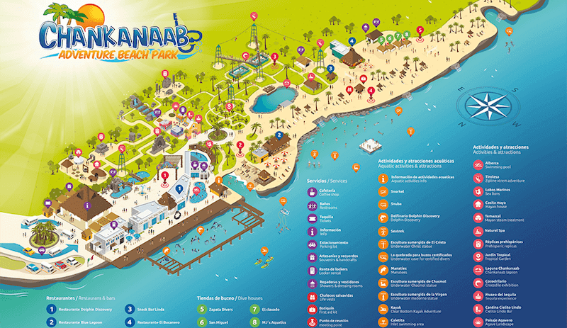 Map of Chankanaab Beach Adventure Park in Cancun
