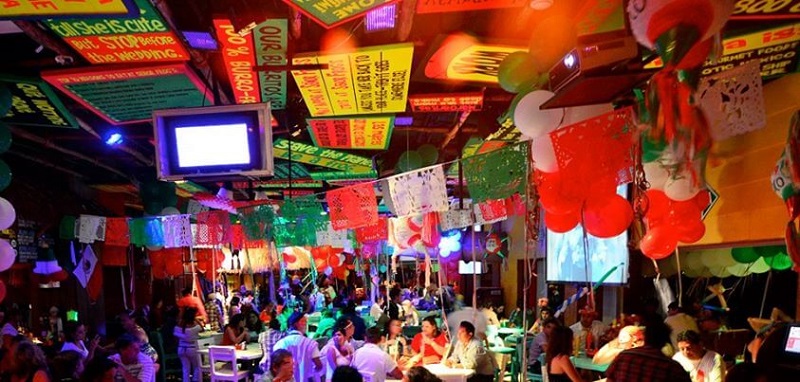 Inside Señor Frog's in Cancun