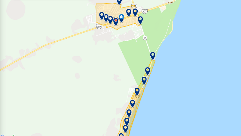 Map of the main regions to stay in Tulum