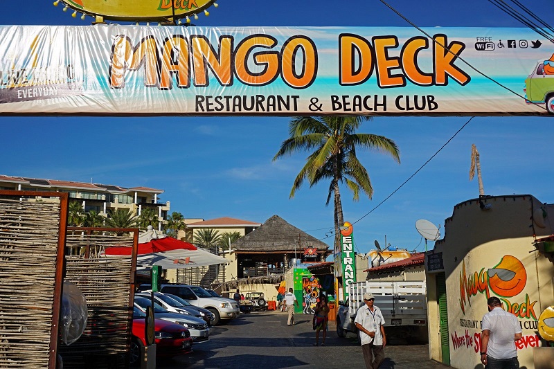 Facade of Mango Deck Restaurant, Bar & Beach Club in Los Cabos