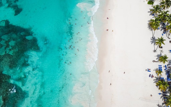 Top view of the beach in Cancun